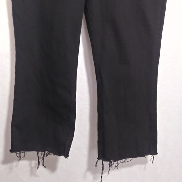 J. Crew Jeans Mid Rise Flare Crop Inseam Black Raw Hem Tall Denim Size 33 T - Picture 4 of 8